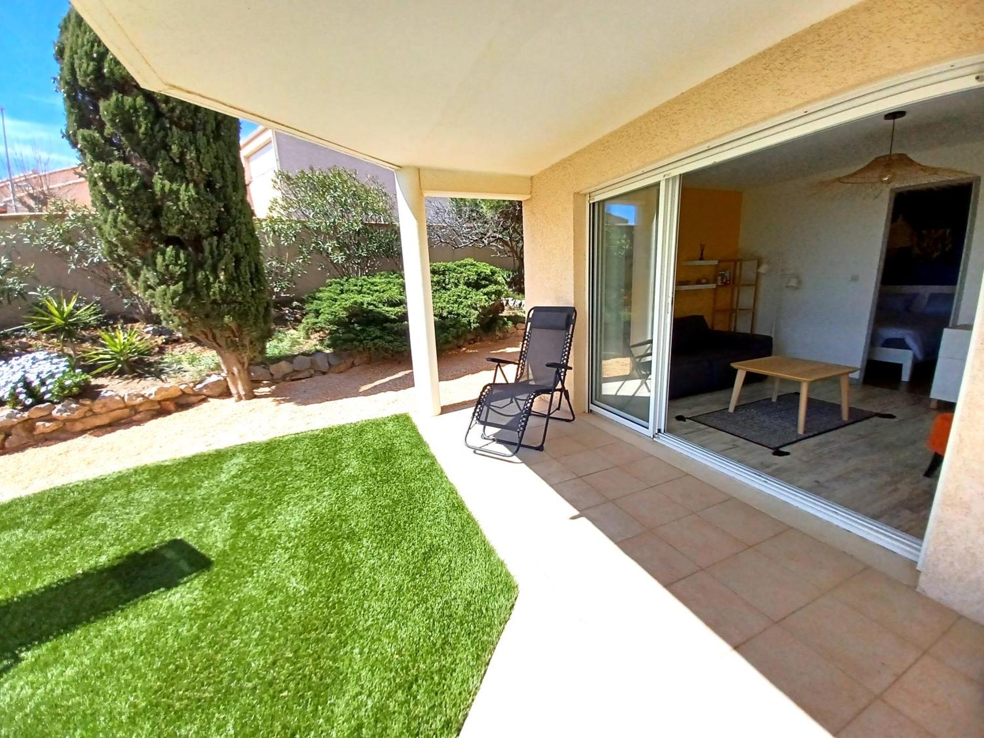 Plain-Pied Jardin 6 Personnes Clim Vue Mer Parking Wifi Terrasse Piscine Dans La Residence Saint-Pierre-la-Mer  Dış mekan fotoğraf